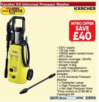 Toolstation Karcher K4 Universal Pressure Washer offer