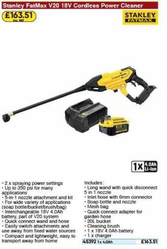 Toolstation Stanley Fatmax V20 18v Cordless Power Cleaner offer