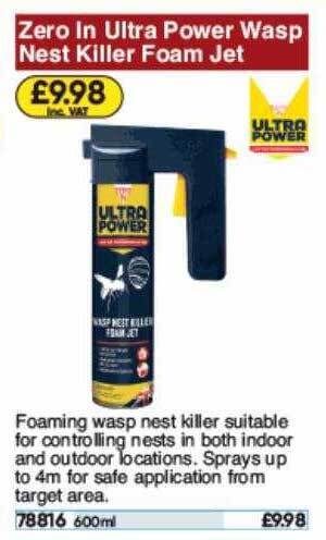 Toolstation Zero In Ultra Power Wasp Nest Killer Foam Jet offer