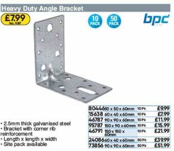 Toolstation Heavy Duty Angle Bracket Bpc offer
