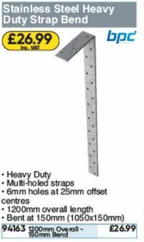 Toolstation Stainless Steel Heavy Duty Strap Bend Bpc offer