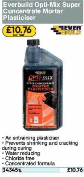 Toolstation Everbuild Opti-mix Super Concentrate Mortar Plasticiser offer