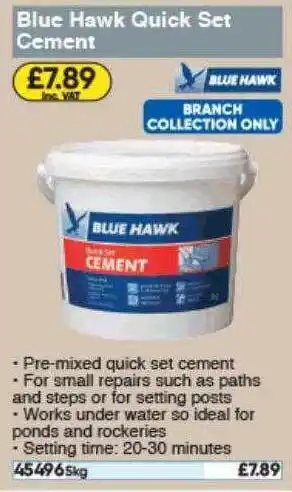 Toolstation Blue Hawk Quick Set Cement Blue Hawk offer