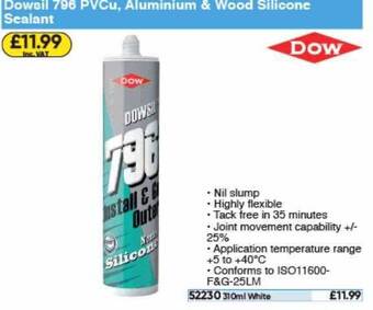 Toolstation Dowsil 796 Pvcu Aluminium & Wood Silicone Sealant offer