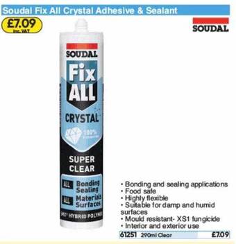 Toolstation Soudal Fix All Crystal Adhesive & Sealant offer