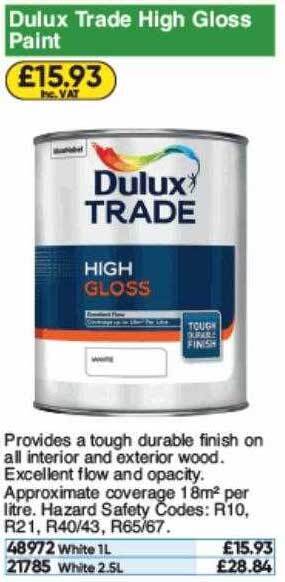 Toolstation Dulux Trade High Gloss Paint offer