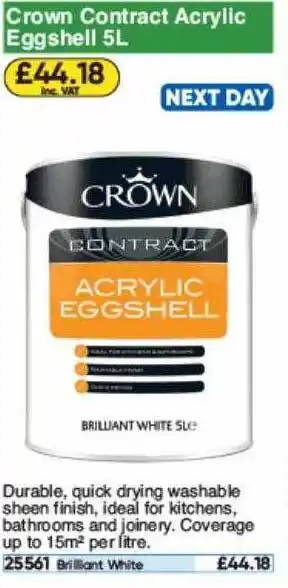 Toolstation Crown Contract Acrylic Eggshell offer