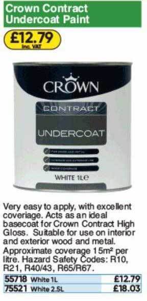 Toolstation Crown Contract Undercoat Paint offer