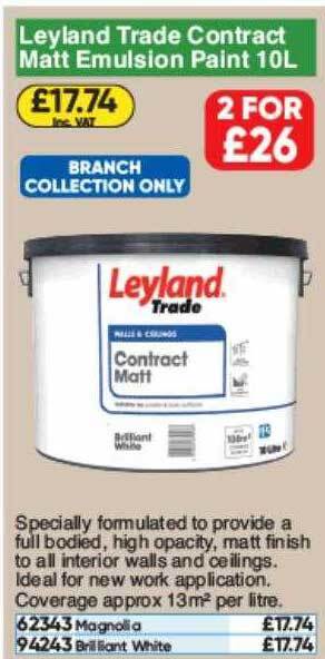 Toolstation Leyland Trade Contract Matt Emulsion Paint offer