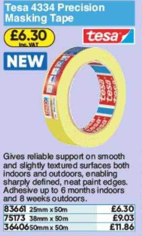 Toolstation Tesa 4334 Precision Masking Tape offer