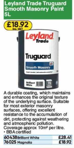 Toolstation Leyland Trade Truguard Smooth Masonry Paint offer