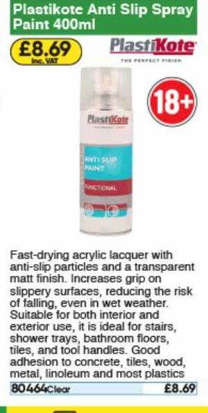 Toolstation Plastikote Anti Slip Spray Paint offer
