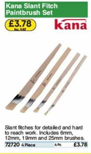 Toolstation Kana Slant Fitch Paintbrush Set offer