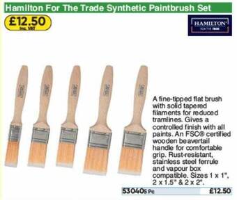 Toolstation Hamilton For The Trade Synthetic Paintbrush Set offer