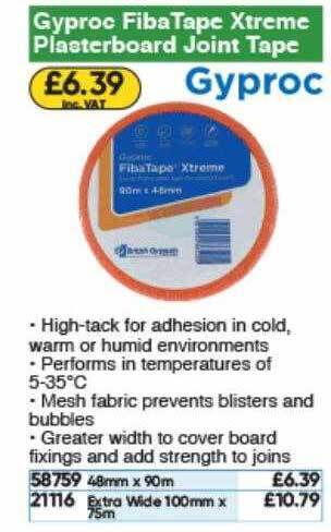 Toolstation Gyproc Fiba Tape Xtreme Plasterboard Joint Tape offer