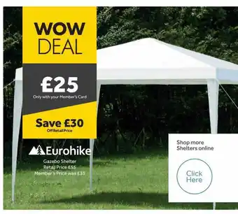 GO Outdoors Eurohike Gazebo Shelter offer