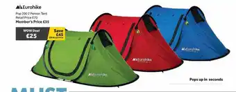 GO Outdoors Eurohike Pop 200 2 Person Tent offer