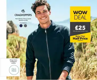 GO Outdoors Craghoppers Men's Barker Fleece Jacket offer
