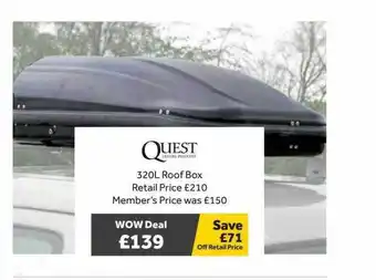 GO Outdoors Quest 320l Roof Box offer