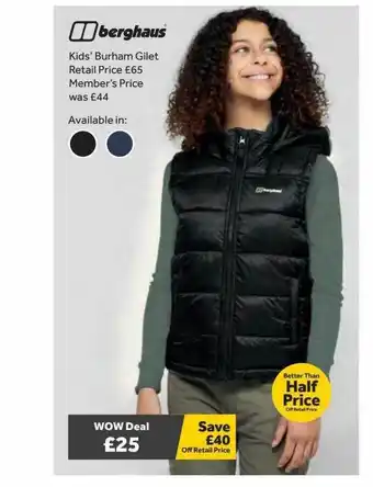 GO Outdoors Berghaus Kids' Burham Gillet offer