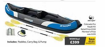 GO Outdoors Sevylor Colorado Pro Kayak Kit offer