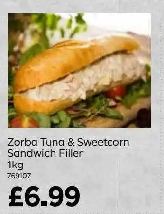 Bestway Zorba Tuna & Sweetcorn Sandwich Filler 0kg offer