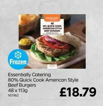 Bestway Essentially Catering 80% Quick Cook American Style Beef Burgers offer