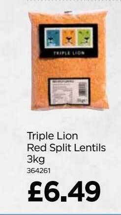 Bestway Triple Lion Red Split Lentils 3 Kg offer