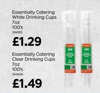 Bestway Essentially Catering White Drinking Cups 7oz 100's, Essentially Catering Clear Drinking Cups 7oz 100's offer
