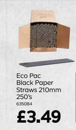 Bestway Eco Pac Black Paper Straws 210 Mm 250's offer