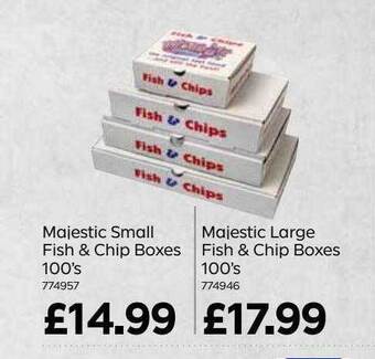 Bestway Majestic Small Fish & Chip Boxes 100's, Majestic Large Fish & Chip Boxes 100's offer