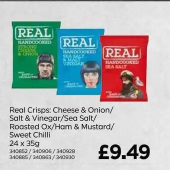 Bestway Real Crisps : Cheese & Onion-salt & Vinegar-sea Salt-roasted Ox-ham & Mustard-sweet Chilli 24 X 35 G offer