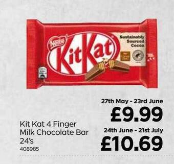 Bestway Kit Kat 4 Finger Milk Chocolate Bar 24's offer