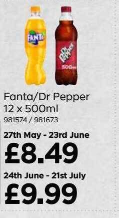 Bestway Fanta-dr Pepper 12 X 500ml offer
