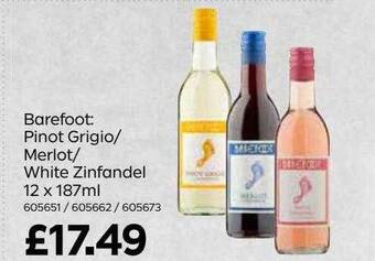 Bestway Barefoot : Pinot Grigio-merlot-white Zinfandel 12 X 187ml offer