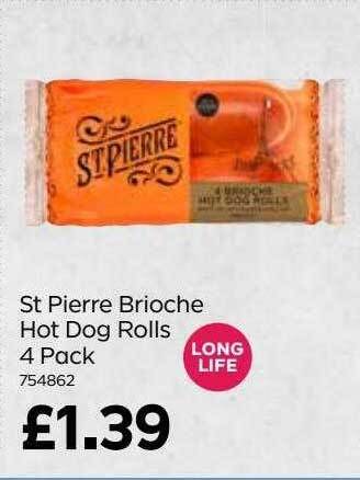 Bestway St Pierre Brioche Hot Dog Rolls 4 Pack offer