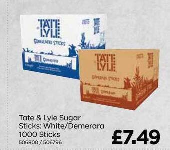 Bestway Tate & Lyle Sugar Sticks : White-demerara 1000 Sticks offer
