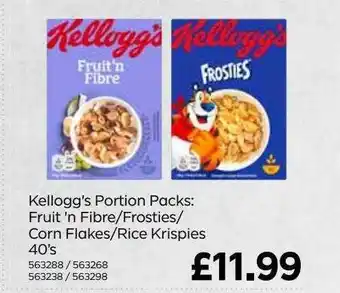 Bestway Kellogg's Portion Packs : Fruit'n Fibre-frosties-corn Flakes-rice Krispies 40's offer