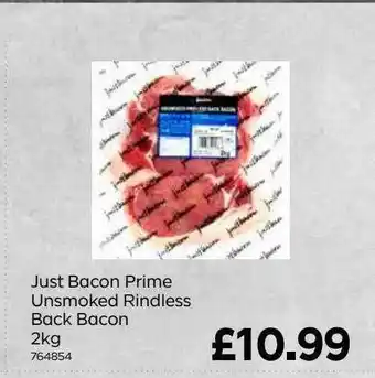 Bestway Just Bacon Prime Unsmoked Rindless Back Bacon 2 Kg offer