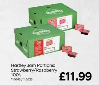 Bestway Hartley Jam Portions : Strawberry-raspberry 100's offer
