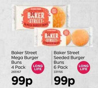 Bestway Baker Street Mega Burger Buns 4 Pack, Baker Street Seeded Burger Buns 6 Pack offer