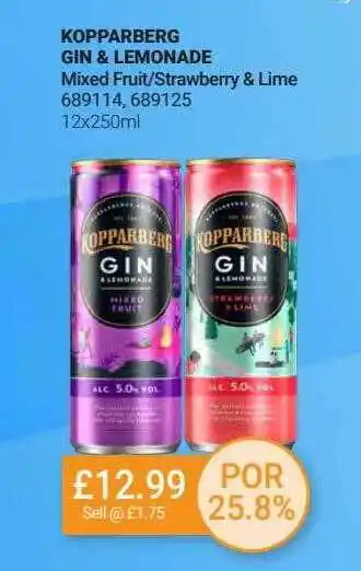 Bestway Kopparberg Gin & Lemonade Mixed Fruit - Strawberry & Lime offer