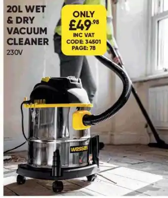 Toolstation 20l Wet & Dry Vacuum Cleaner 230v offer