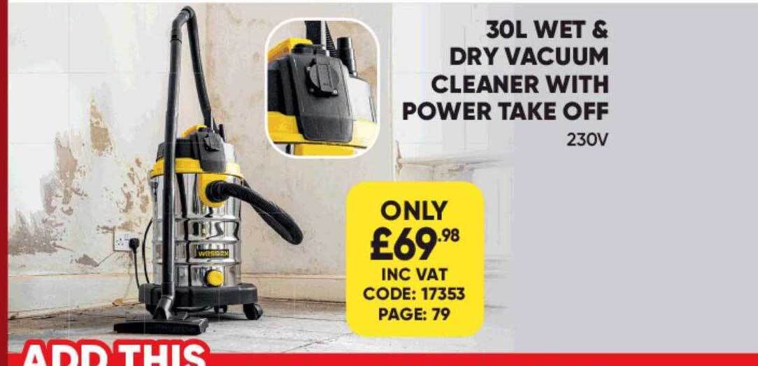 30l Wet & Dry Vacuum Cleaner With Power Take Off 230v offer at Toolstation