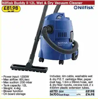 Toolstation Nilfisk Buddy Ll 12l Wet & Dry Vacuum Cleaner offer