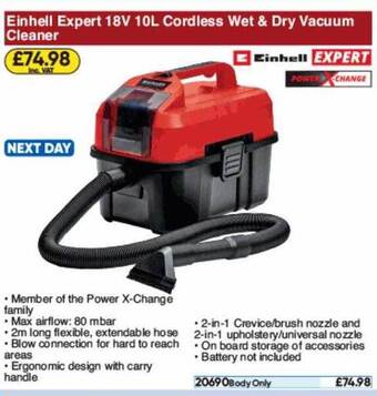 Toolstation Einhell Expert 18v 10l Cordless Wet & Dry Vacuum Cleaner offer