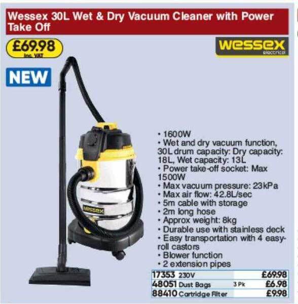 Wessex Wet & Dry Vacuum Cleaner With Power Take Off offer at Toolstation