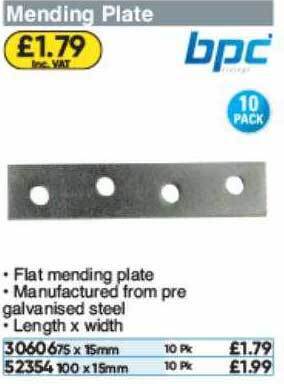 Toolstation Mending Plate Bpc offer