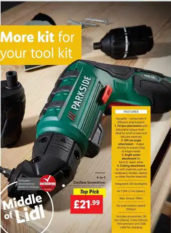 Lidl 4in1 Cordless Screwdriver offer