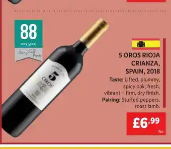 Lidl 5 Oros Rioja Crianza, Spain, 2018 offer